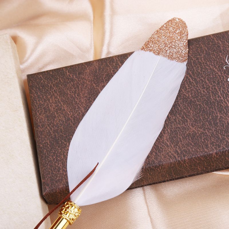 Vintage Quill Dip White Feather Pen Fountain Pens Calligraphy Writing Supplies 090F