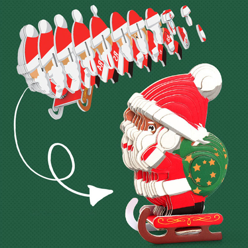 Tema natalizio modello di babbo natale Puzzle 3D asilo precoce educativo fai da te carta di carta fatta a mano Jigsaw per bambini giocattoli regalo