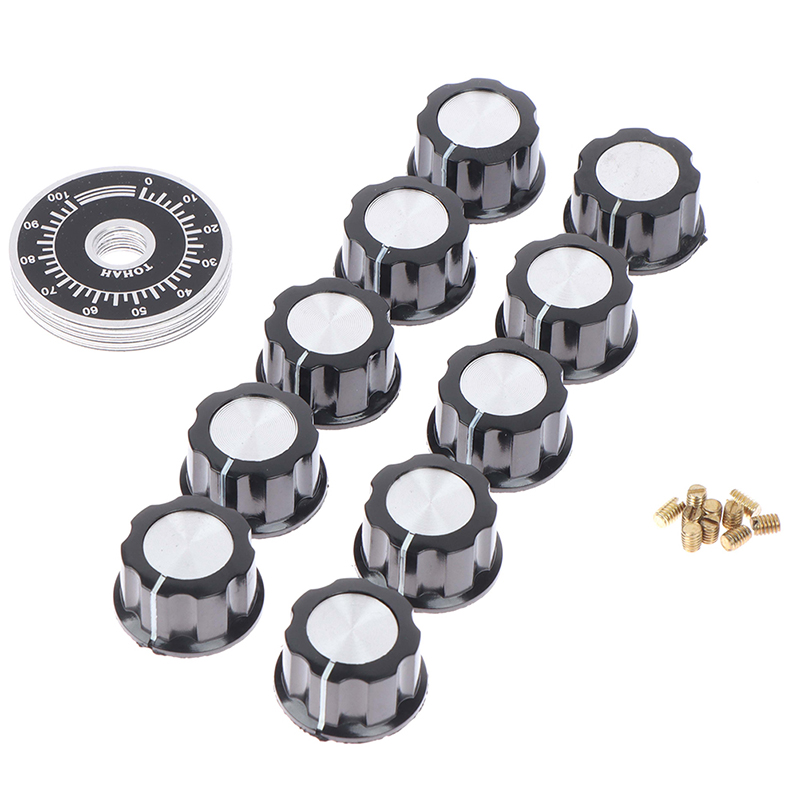 10 Set Potentiometer Knob MF-A03 Dial Knob + Bakelite Knob With Scale Plate