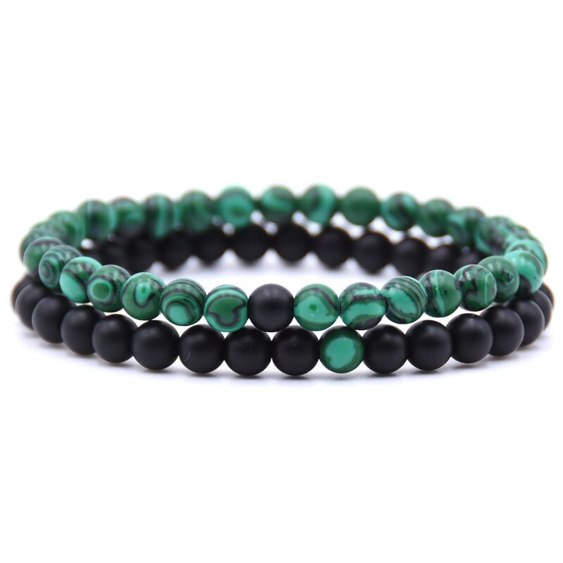 Pulsera clásica de piedra redonda para hombre, brazalete de cuentas de ojo de tigre de 6mm, Popular, 2 unids/set por juego, de joyería: 6