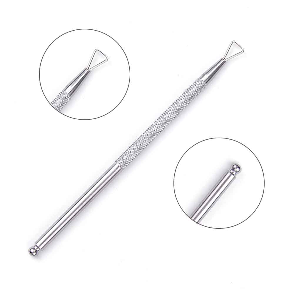 Nail Gel Polish Remover Culticle Pusher Cleaner Nail UV Gel Lak Remover Dead Skin Removing Stainless Steel Manicure Nail Art: Silver Single-end