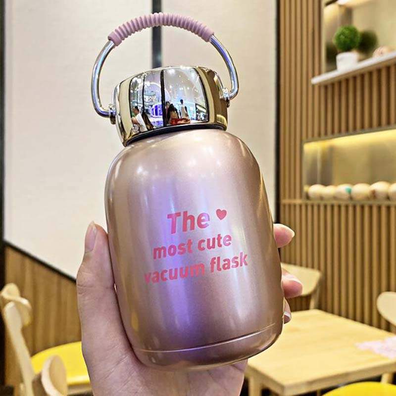 Taza térmica de 230ml para niño y niña, botella térmica para agua, taza térmica bonita de acero inoxidable, termo de estudiante, taza con asa