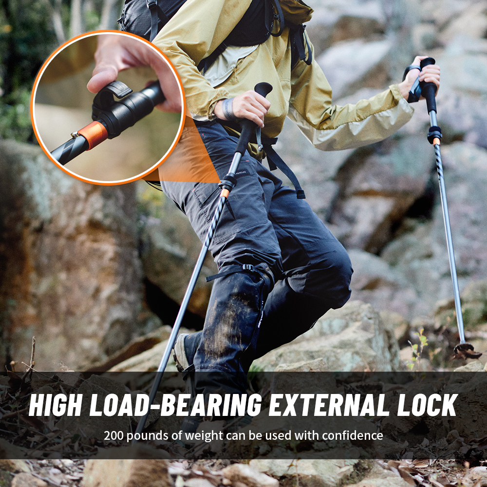Naturehike Long Wind Trekking Poles Carbon Fiber 7075 Aluminum Alloy Five-section Folding Lightweight Walking Sticks Climbing