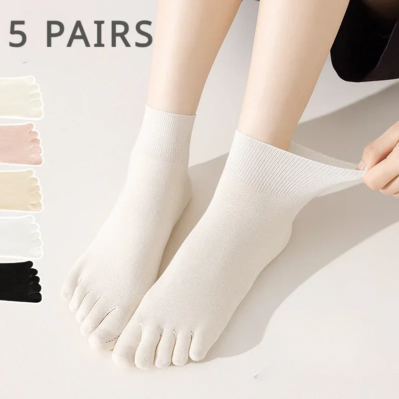 5 Paar Vrouwen Vijf Vingersokken Lente Zomer Teen Sokken Met Aparte Vingers Middelste Buis Dames Katoenen Sportsokken Dames