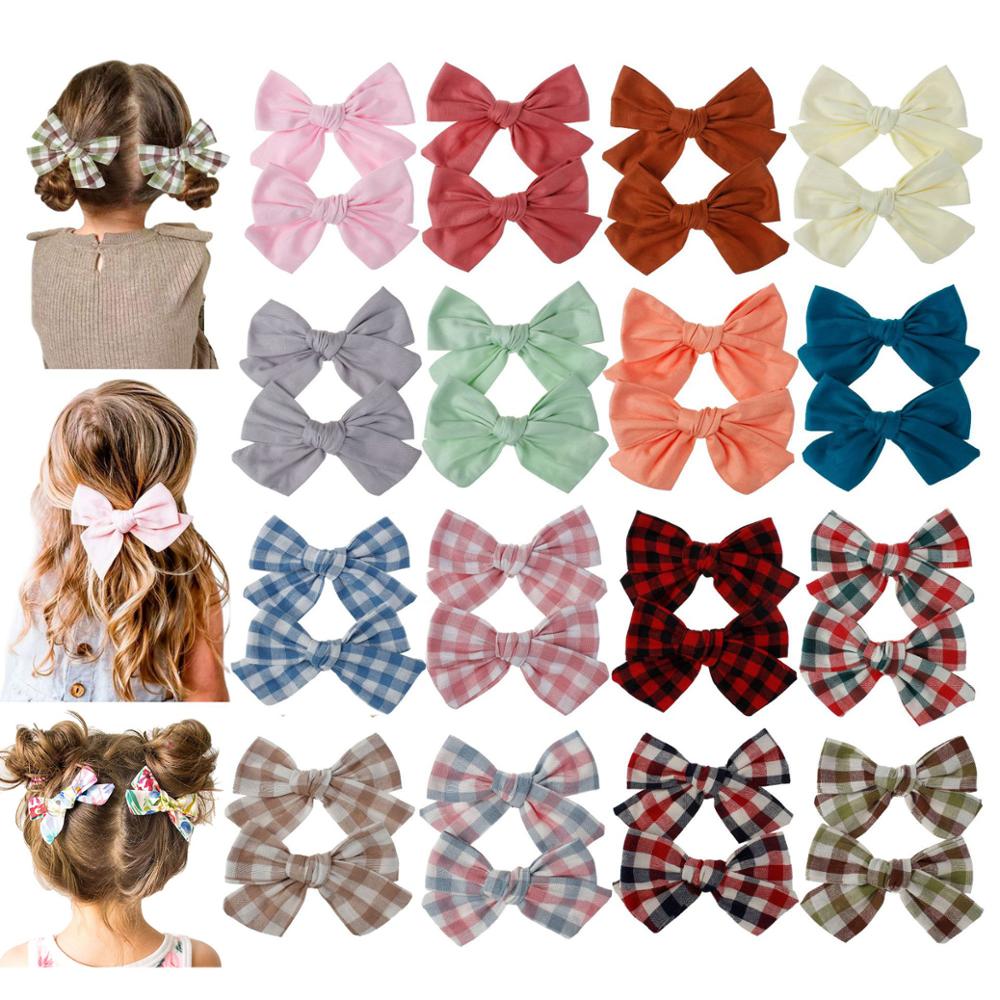 Baby Hair Clips For Girls Floral Hairgrips Bows Kids Hair Pins Lattice Barrettes Cotton infant Hairpin Handmade Accessories 2Pcs