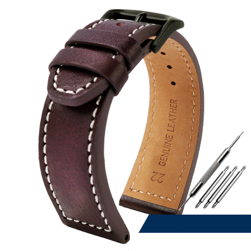 Bracelet de montre en cuir véritable souple et confortable pour Citizen Eco-Drive CA0695-17E série Ca4210 Aw1360, accessoires de bracelet de montre pour hommes 22mm: Charbon noir / 20mm