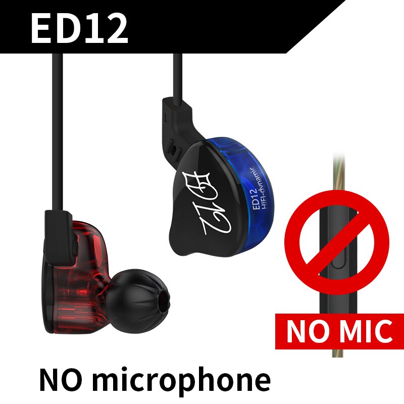 KZ ED12 Custom Stijl Oortelefoon Afneembare Kabel In Ear Audio Monitoren Geluidsisolerende HiFi Muziek Sport Oordopjes Met Microfoon: No mic