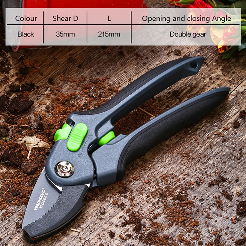 Garden Pruning Grafting Tool Tree Cutter Gardening Pruning Shear Scissor Stainless Steel Cutting Home Gardening Tools: Black