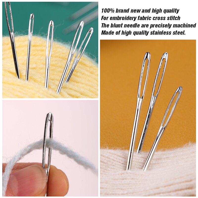 LMDZ 20Pcs/Lot Stainless Steel Knitting Wool Big Eye Needle Manual Leather Sewing Cross Stitch Gold Needle Embroidery