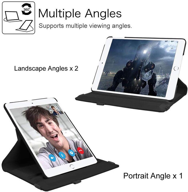 Dla iPad 9.7 przypadku 360 stopni obracanie etui ze skóry PU z klapką dla iPad 9.7 2017 2018 przypadku a1893 dla funda ipad Air 1/5 Air 2/6 przypadku