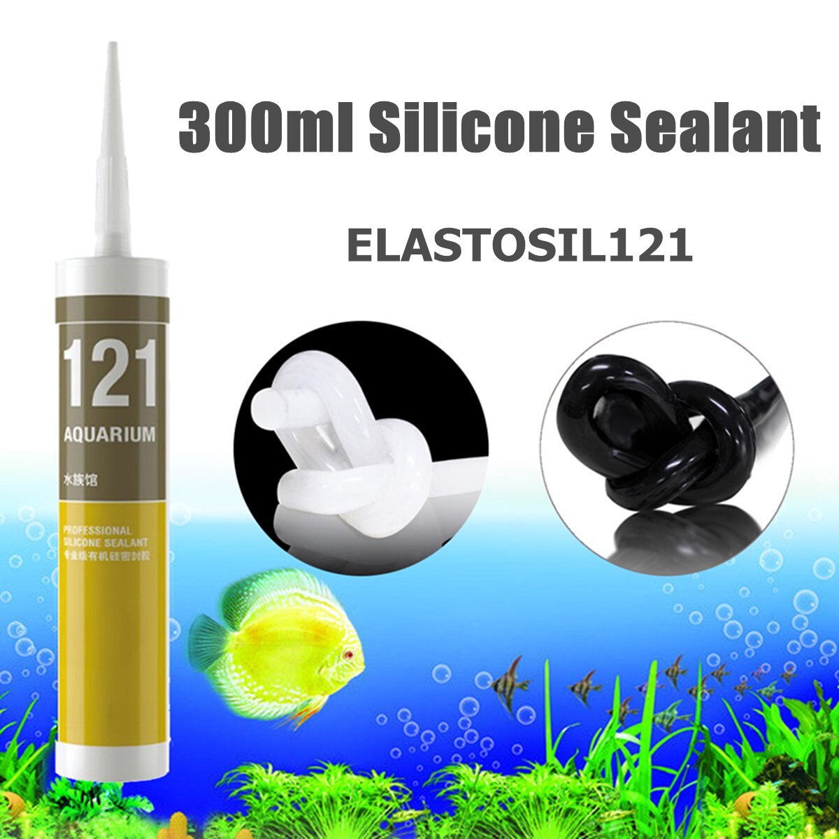 Mastic Silicone Semi-solide mastic Silicone Aquarium acide réservoir de poisson 121 verre adhésif Silicone mastic 300 ML