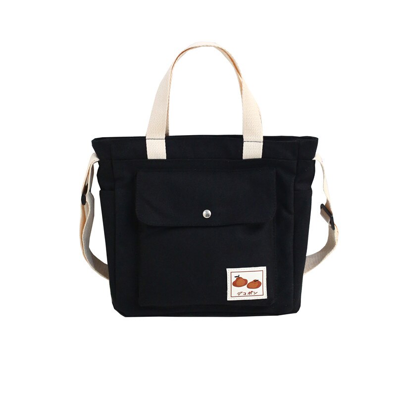 feminina femmes sacs à main fourre-tout en toile de coton pliable recyclable sac à bandoulière Messenger femme jeunesse loisirs seau sac fille: 03 Black