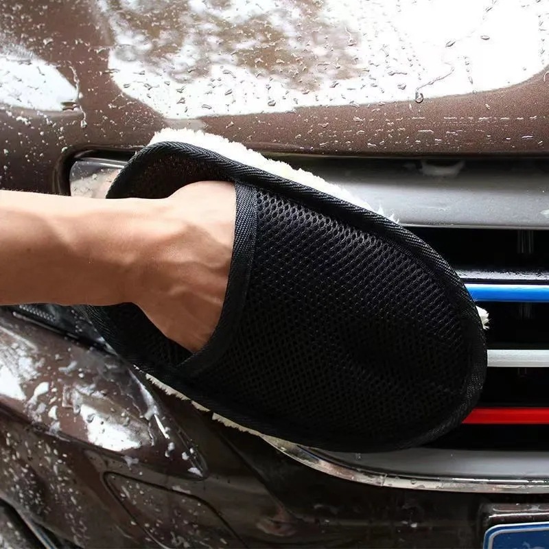 Luvas de lã de imitação para lavagem de carro, luvas de limpeza de carro de pelúcia espessada, polimento de cera, produtos de limpeza de carro