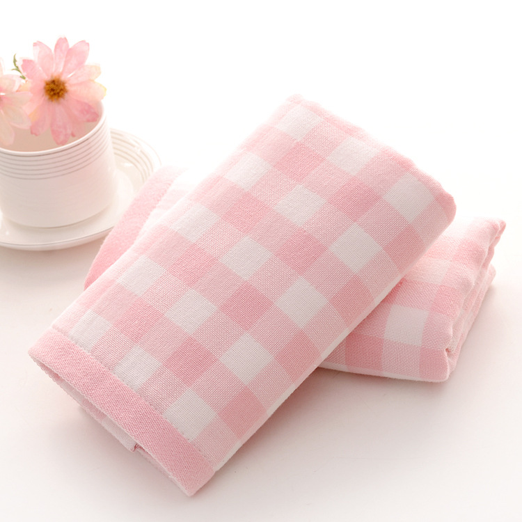 Rutete badehåndkle for barn, familie, rutete, lett, raskt tørkende, superabsorberende, perfekte baderomshåndklær: Rosa