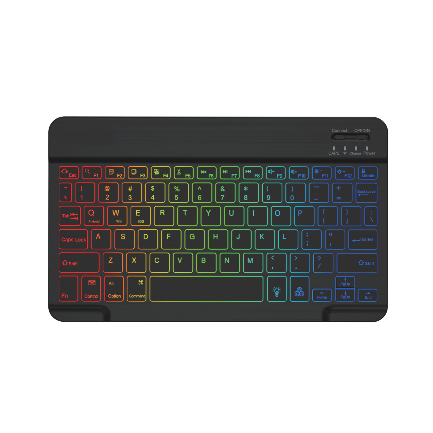 Bluetooth-Tastatur, kabellos, 7-farbige Tastatur mit Hintergrundbeleuchtung für Tablette, Laptop, wiederaufladbar, Arabisch, Russisch, Spanisch, Portugiesisch: Lila