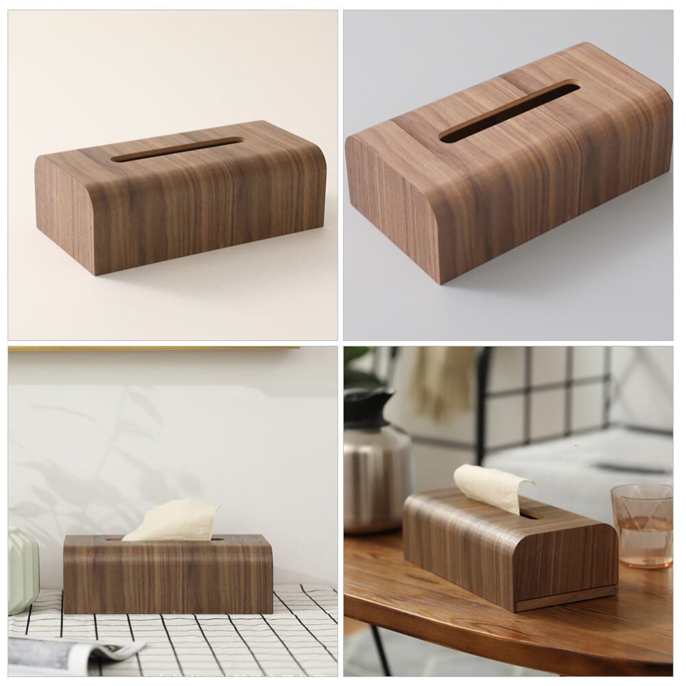 1Pc Houten Tissue Doos Decoratieve Servet Doos Eenvoudige Desktop Tissue Houder (Bruin)