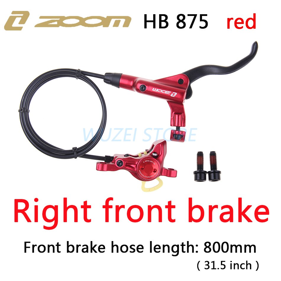 ZOOM-freno de HB-875 para bicicleta de montaña, frenos hidráulicos de 800/1400mm, juego de frenos de disco a presión de aceite para bicicleta de montaña, piezas para bicicleta delantera y trasera: Right front red