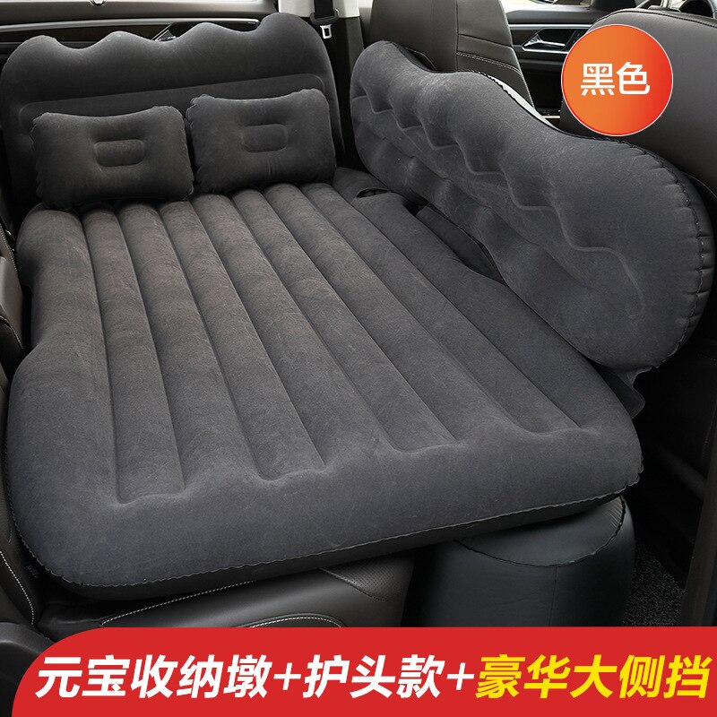 Auto Lucht Opblaasbare Travel Matras Bed Auto Back Seat Bed Matras Multifunctionele Sofa Kussen Outdoor Camping Mat Kussen: Black