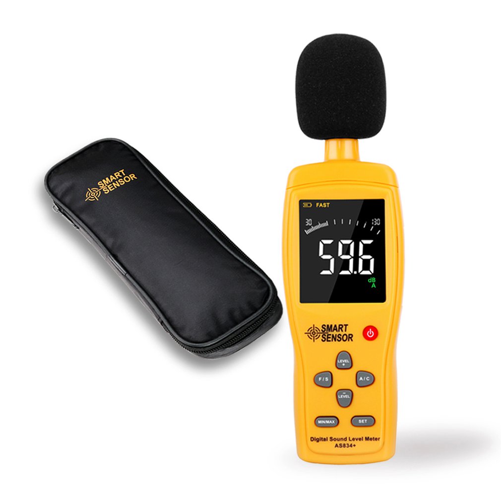 Digital Sound Noise Level Meter Decibel Detector Color LCD Display 30 ~ 130 DBA / 35 ~ 130dBC Db AS834 + Noise Level Meter