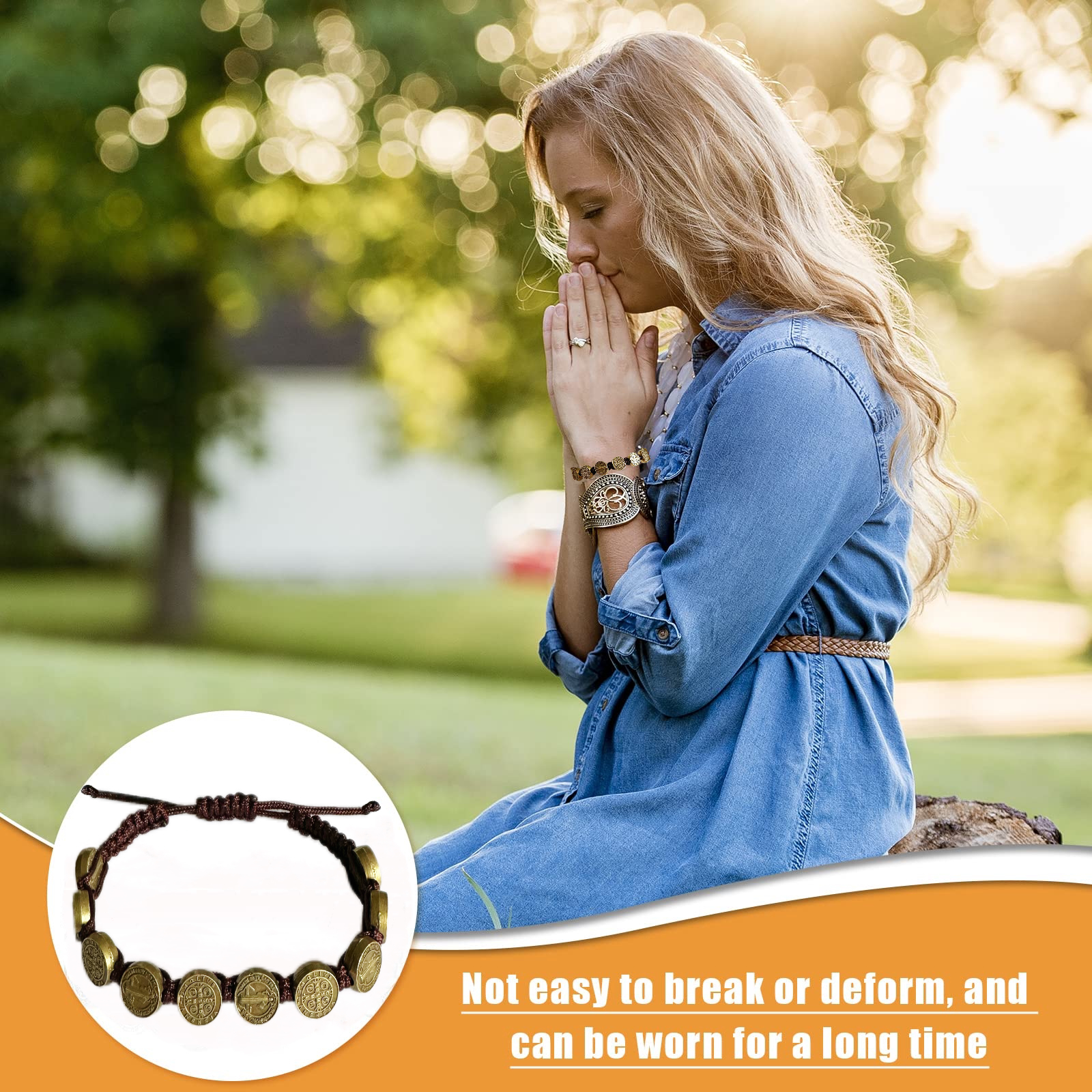 12 pezzi/pacco braccialetti antichi dorati san Benito protezione fatta a mano cordoncino rosso nero braccialetti da polso benedetto braccialetto rosario