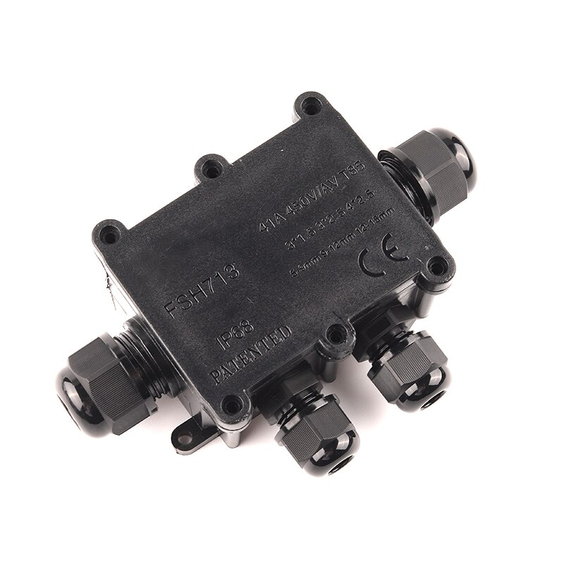 IP68 2/3/4/5/6Way Outdoor Cable Junction Box With Terminal For Electrical Wiring Accessories45A/450V Black Waterproof Enclosure