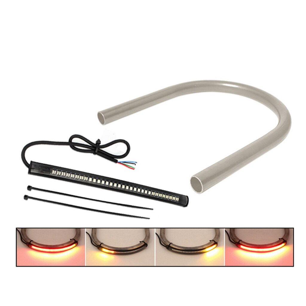 Flat Cafe Racer Seat Frame Hoop Loop With LED Brake Turn Tail Light 230MM