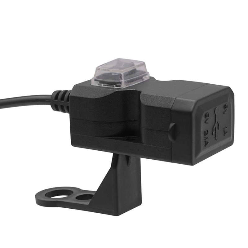 Waterproof Dual 2 USB 12V Motorcycle Handlebar Charger Socket with Switch &amp; Mount Motorcycle Electronics Accessories Charger