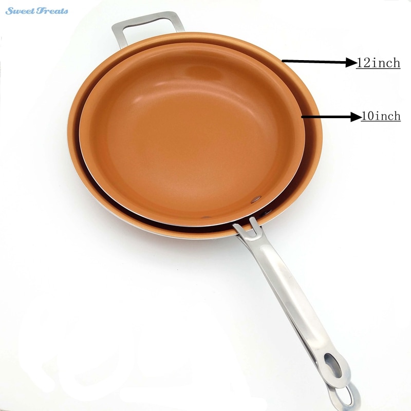 Sweettreats Non-stick Copper Frying Pan with Ceramic Coating and Induction Cooking,Oven & Dishwasher safe 10 Inches 12Inch