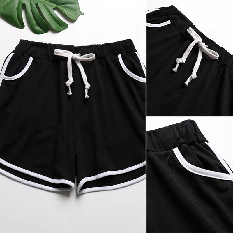 Summer Stripe Shorts Women&#39;s Elastic Waist Home Loose Casual Shorts Beach High Waist Shorts