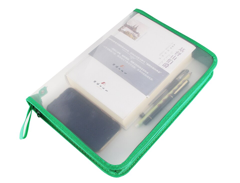 A4 lynlås mappe fortykket filpose vandtæt opbevaringspose gennemsigtig twill information kit filmappe