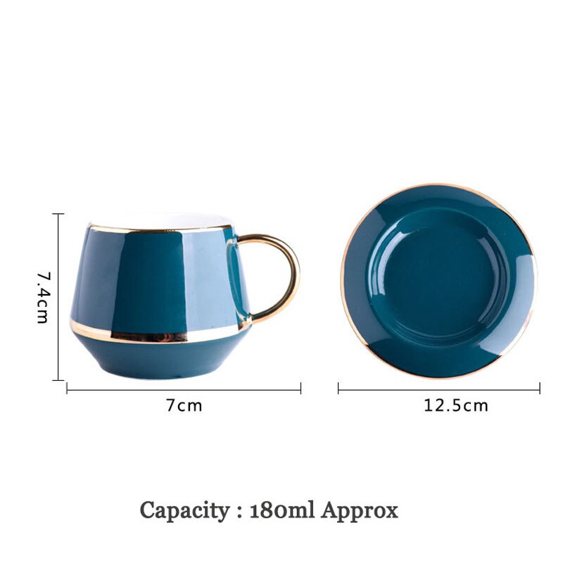 YeFine 180ML Ceramic Tea Cup Set Coffee Cups and Saucer European Style Breakfast Milk Cup Home Office Teacup Porcelain Drinkware