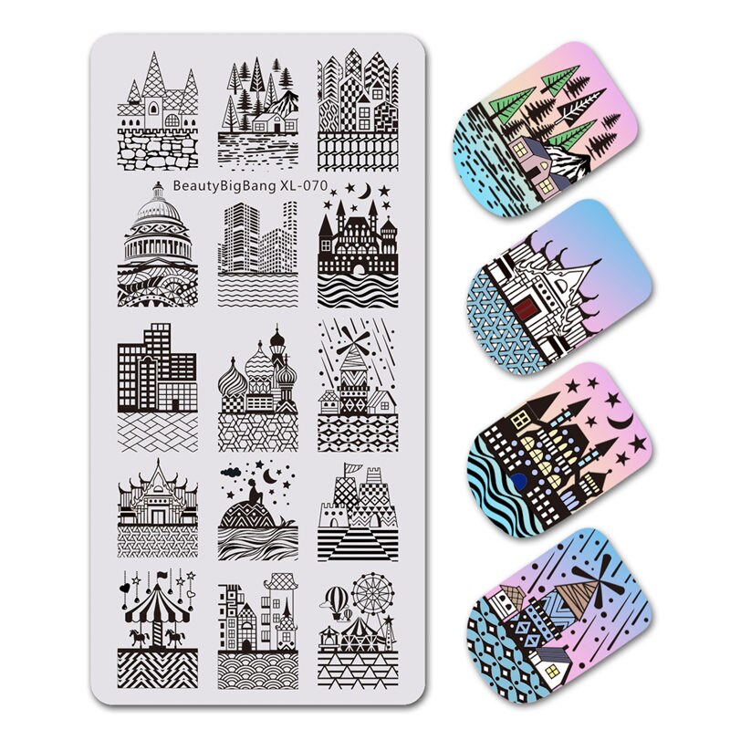 BeautyBigBang Stamping Plates for nails Flower butterfly Theme Nail stamping Plates Template Rectangle Nail Art Stencils XL-068: 70