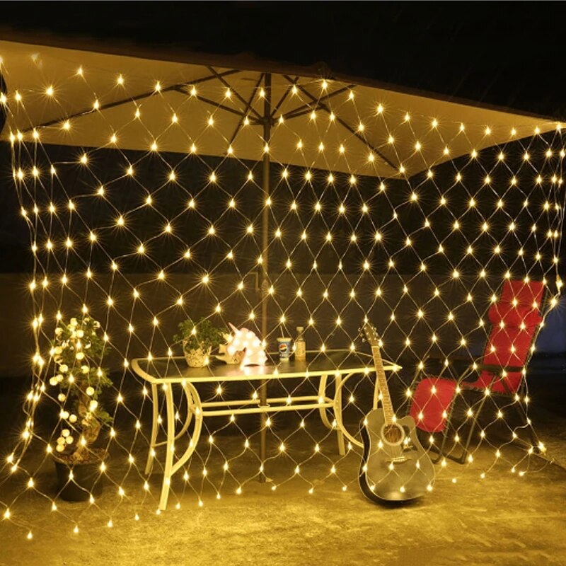 Led Netto Gordijn Mesh Fairy String Light Kerst 1.5X1.5M Eu 220V Party Wedding Nieuwjaar Garland outdoor Tuin Decoratie