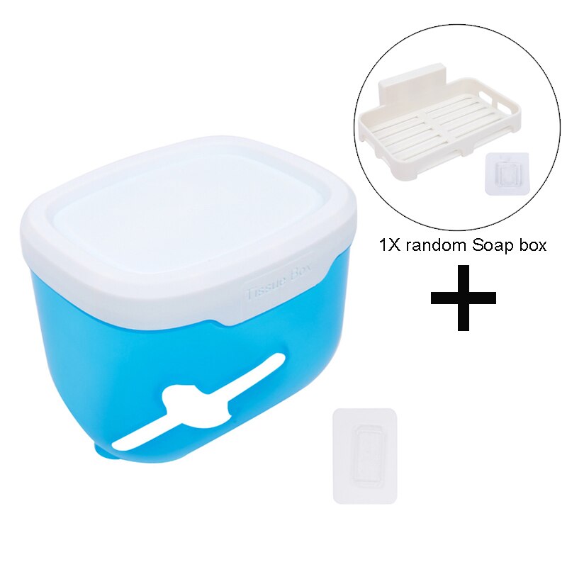 Punch-free Toilet Paper Holder tissue box Waterproof Mobile Phone Storage Toilet Paper Storage Rack Tissue Bathroom Supplies: Blue (with box)