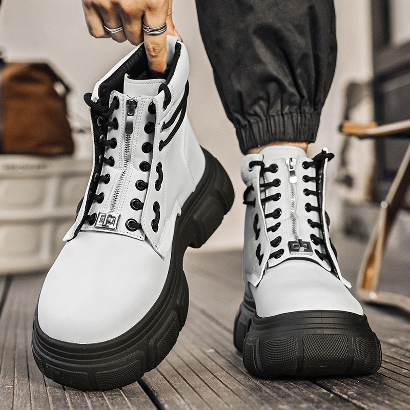 Botas de moto blancas geniales para hombre, botas – Grandado