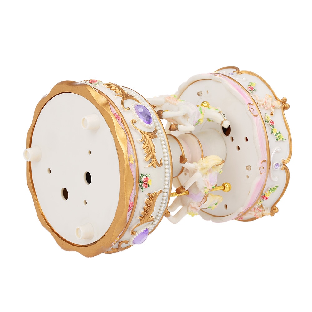 Mini Carousel Clockwork Music Box Speaker Led Merry-go-round Musical Box for Girlfriend Kids Children Christmas Festival