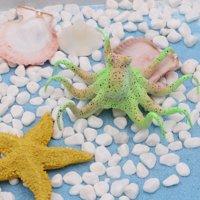 Pulpo Artificial fluorescente acuario con ventosa decoración de pecera