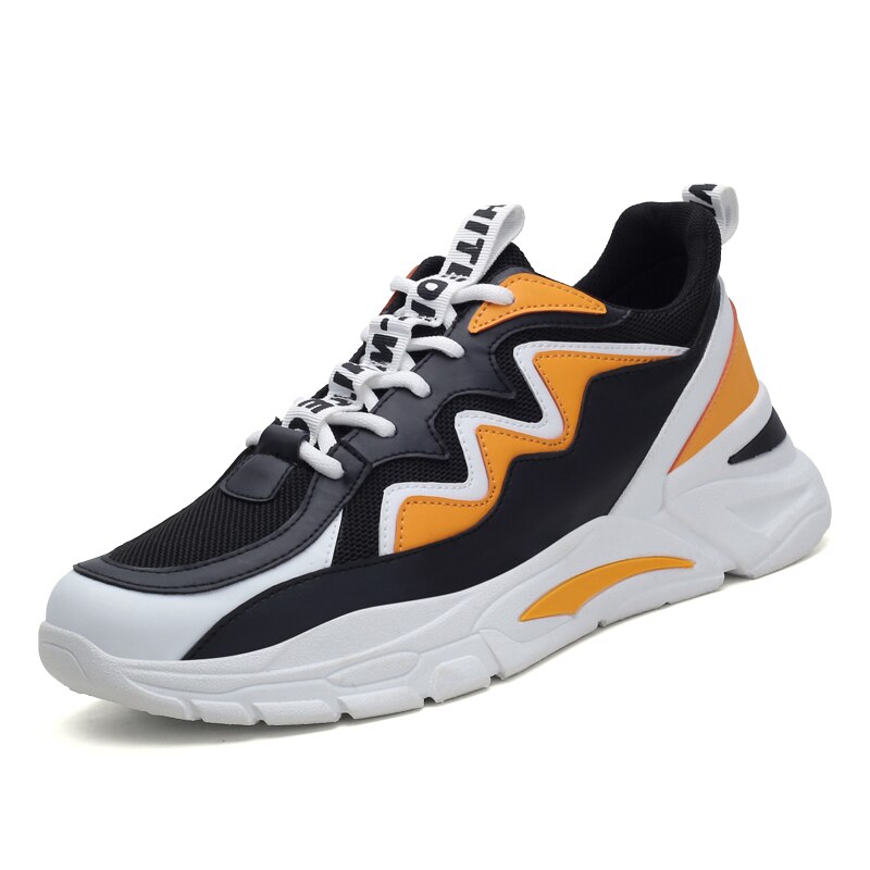 Joggesko til menn fritidssko pustende lette herresko vår høst sklisikre populære mesh herresko: Gul / 7