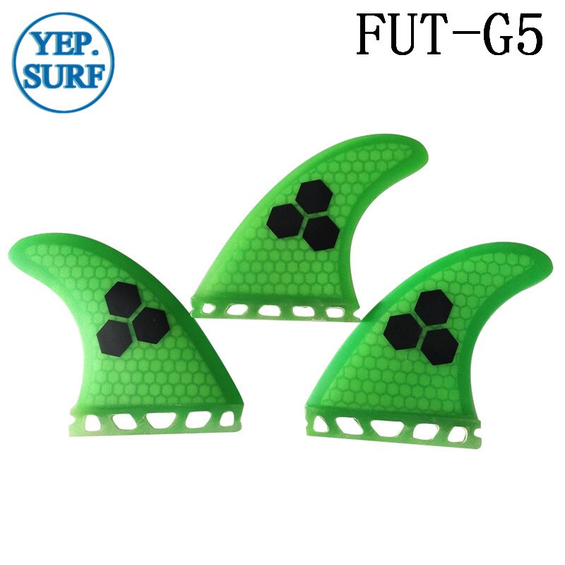 Aletas de fibra de vidrio Future G5, novedad, , color amarillo/azul/naranja/gris/verde, para Surf: green