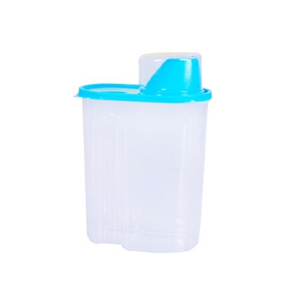 2.5L Large Capacity Kitchen Airtight Dry Food Cereal Storage Box Seal Pot Can: Blue