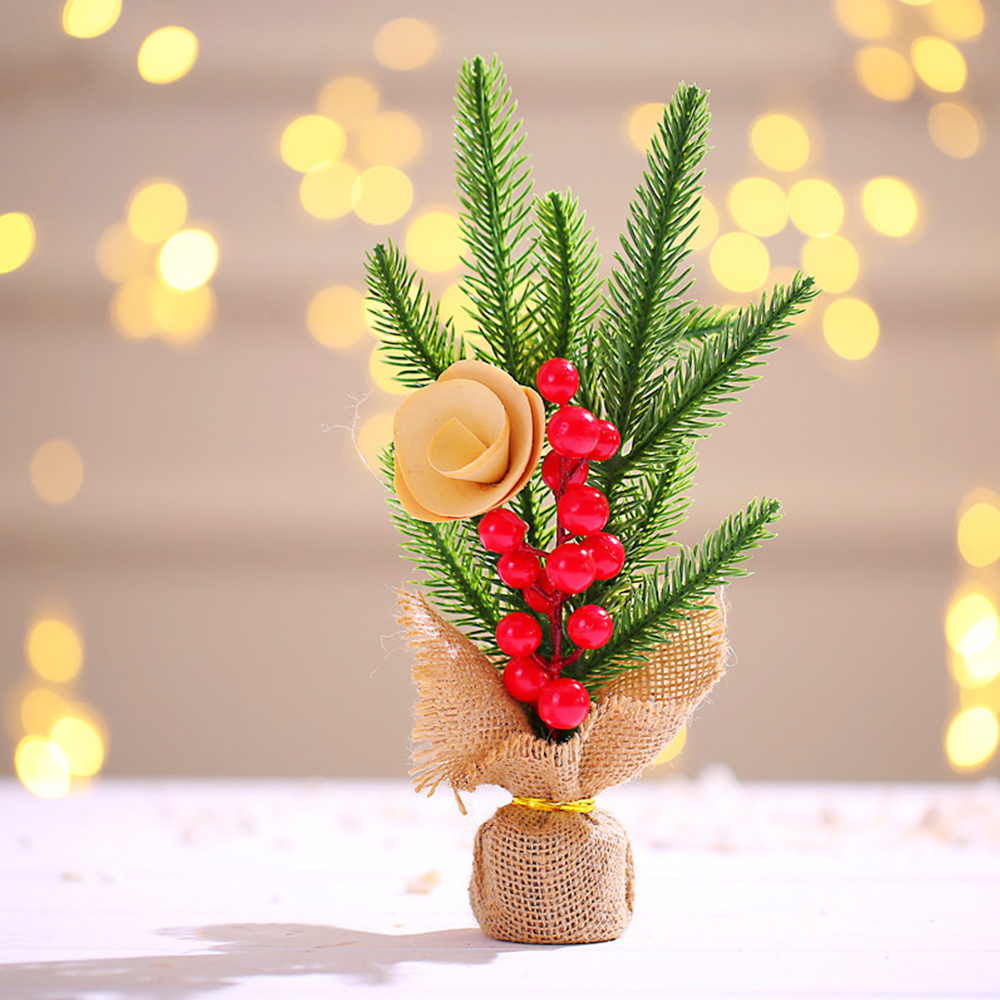 Christmas Decoration 25cm Mini Christmas Tree Office Bedroom Desktop Ornaments For Scene Decor Props Creativity Year: A