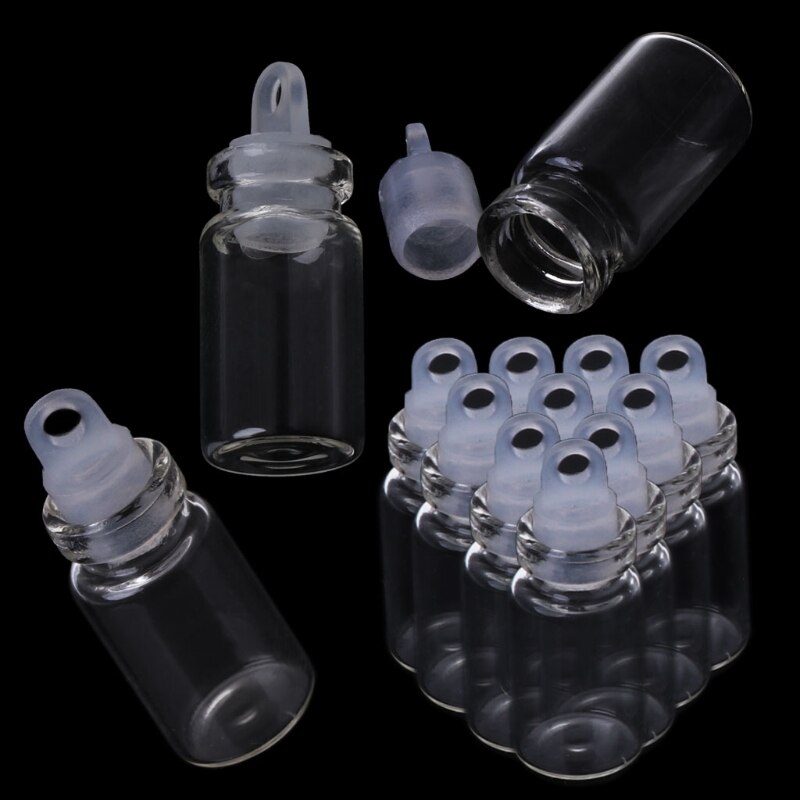 10pcs 1ml /2ml Glass Bottles with Plastic Stopper Wish Bottle Wedding Jewelry Party Decoration Bottles Jars Crafts
