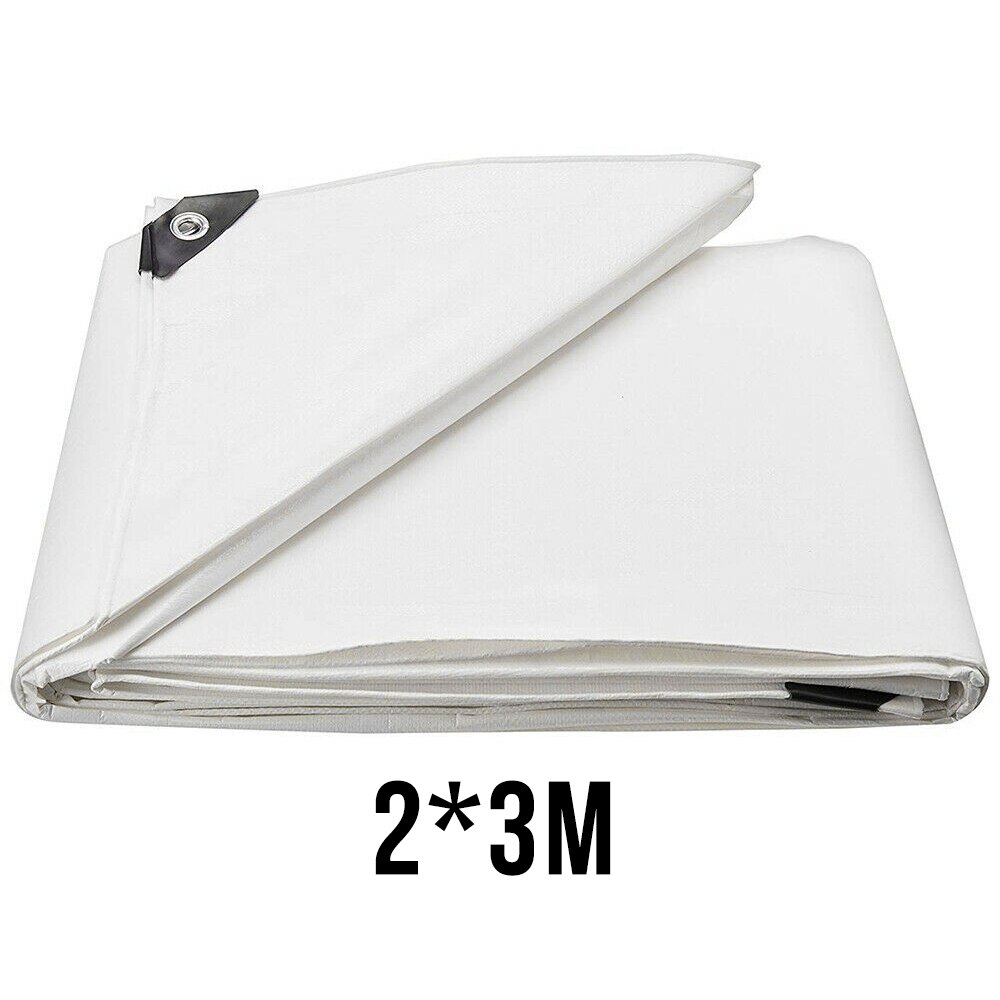 White Poly Tarp Waterproof Camping Tarps Cover Sheet Anti-UV PE Shade Boat Car Cover