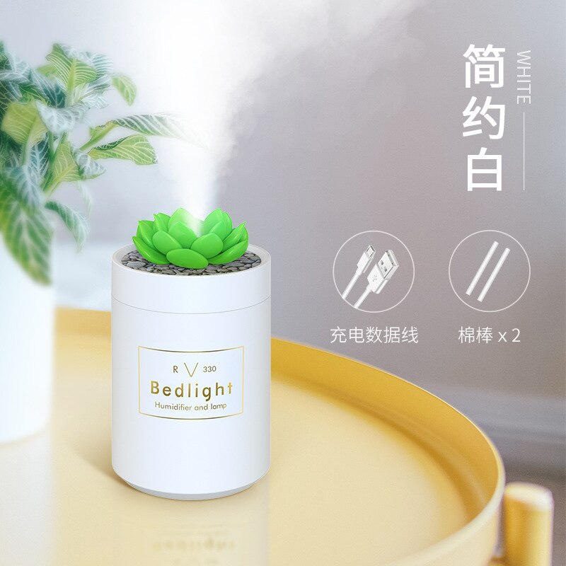 Luchtbevochtiger Usb Huishouden Lucht Verstuiver Kleine Nacht Lamp Bureau Oppervlak Panel Auto Gemonteerd Creatieve Retro: R4 White