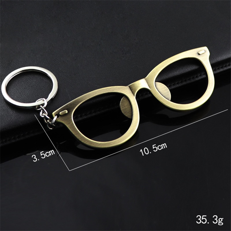 Portable Bottle Opener Metal Glasses Shape Bottle Opener Keychain Keyring Ornaments Beer Opener Ring Bar Tools S200