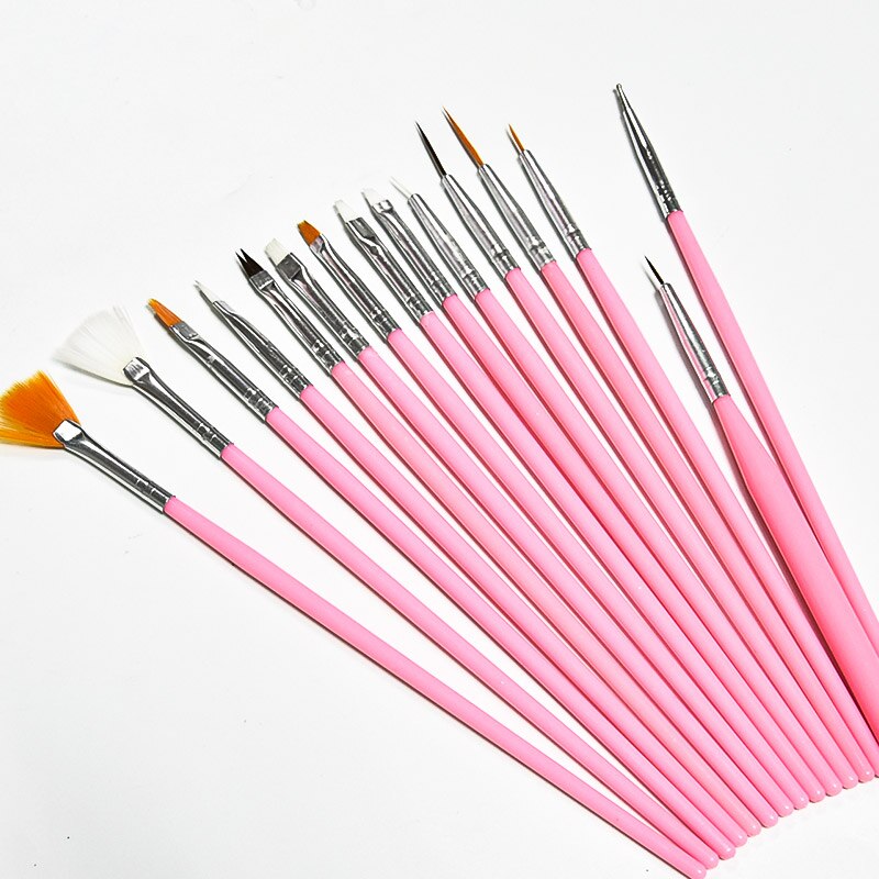 NAIL ART & BRUSHES 15 pcs Nail Art Brushes Set Liner Striping Brush for Strokes, Details Painting, Elongated Lines Pen