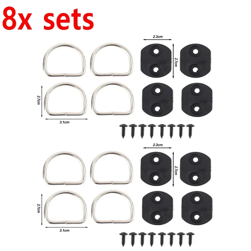 12 sets Fixed Hooks for Car Trunk Mesh Pocket Hanging Loop Split Ring Hook Luggage Cargo Floor Net Fixing Kit Auto Accessories: Or