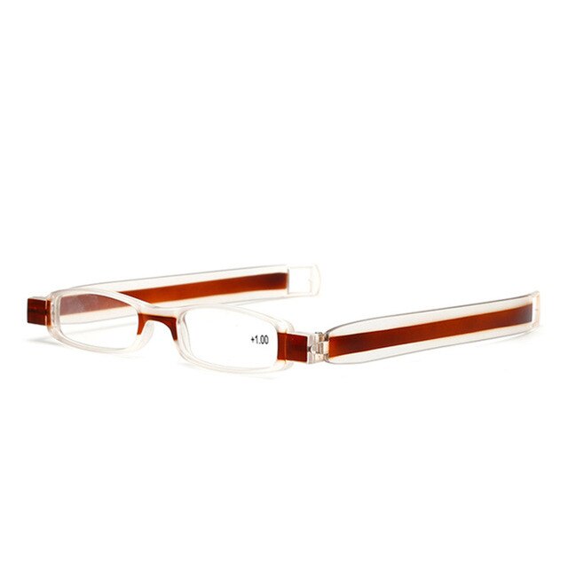 Nonor 360 Graden Rotatie Opvouwbare Leesbril Draagbare Brillen Mini Leesbril Presbyopie Verziendheid Bril Voor Mannen: +150 / brown