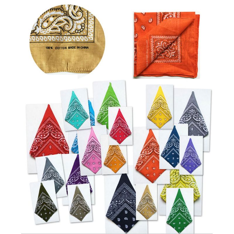 Bandana de algodón mezclado de 20 colores, novedad, pañuelo de tela vaquera con estampado de doble cara, pañuelo para , pañuelo para la cabeza, pañuelos
