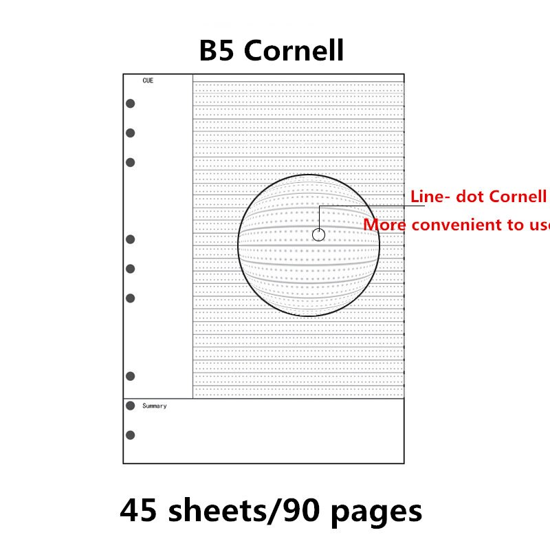 B5 9 Holes Loose-leaf Notebook Draft Paper Diary Sketchbook Journal Grid Line-Dot Planner Painting Inner Page Office Stationery